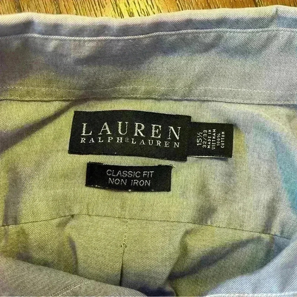 Lauren Ralph Lauren Blue Classic Dress Shirt Mens size 15 1/2 32/33 - Picture 3 of 5